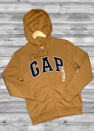 Мужская толстовка худи на молнии gap logo zip hoodie желтая