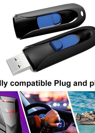 USB флешка выдвижная Flash Drive 128 гб 2.0 ABC Черная