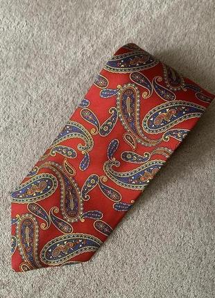 Шовкова краватка Англія London принт турецький огірок червоний