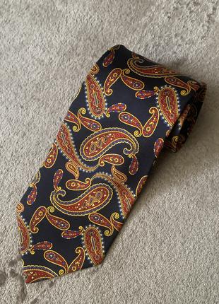 Шовкова краватка Англія London принт турецький огірок теракотовий