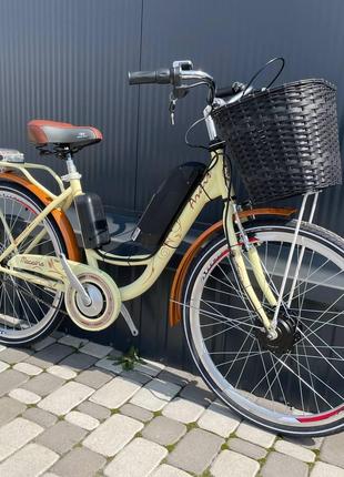 Електровелосипед міський бежевий 17" 450 W 7.8ah 48V Panasonic