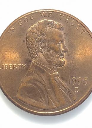 #697 США 1 цент 1995 Лінкольн Цент (Мітка D - Денвер)