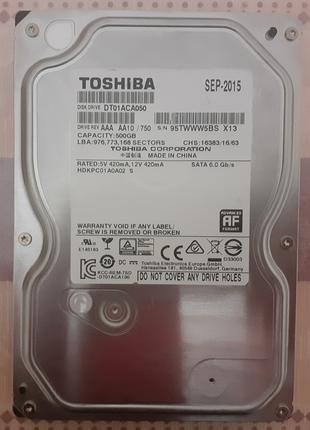 Жорсткий диск Toshiba DT01ACA050 500Gb SATA3, як новий Тест ОК