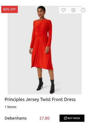 Principles платье красное из трикотажа с перекручиванием спере...