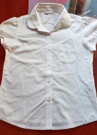 M&s school белая блузка рубашка девочке 7-8 л 122-128см в школу