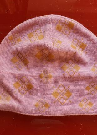Женская шапка бини полушерсть с флисовой подкладкой осень - зима