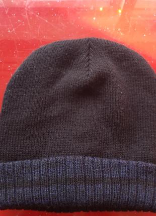 George мужская зимняя теплая шапка бини черная с синим