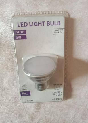 LED лампочка GU10, 3W Lidl однотонна біла