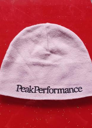 Peak performance женская теплая шапка бини пыльный розовый 56-...