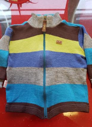 Kivat теплая шерстяная кофта на молнии свитер 100% шерсть маль...