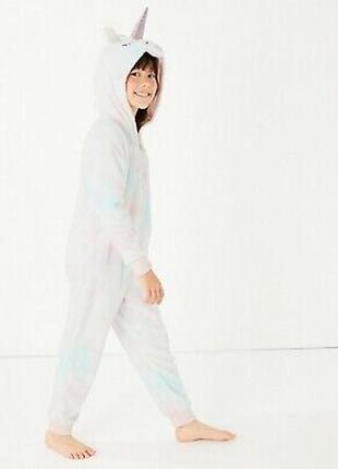 M&s комбинезон кигуруми пижама флис радужный единорог девочке ...