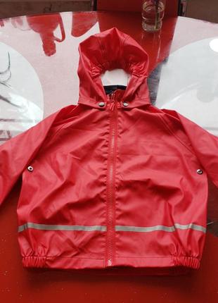 Ellos швеция красный детский дождевик куртка от дождя с капюшо...