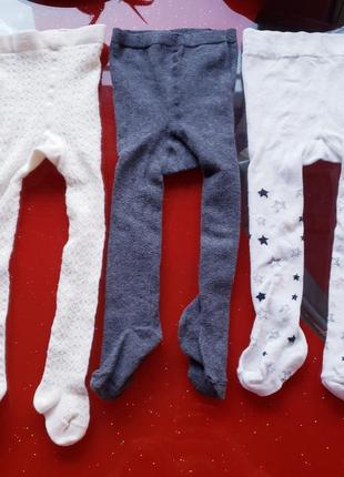 H&m колготки на новорожденную малышку белые с узором 0-3-6-9 м...