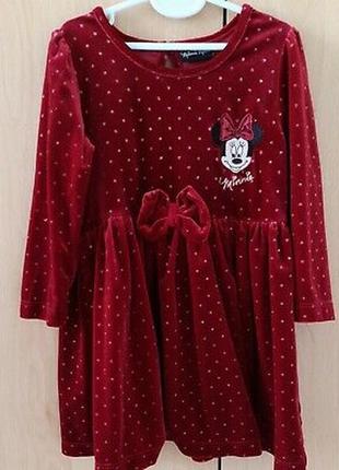 Disney minnie mouse платье бархатное велюр девочке 2-3г 98-104...
