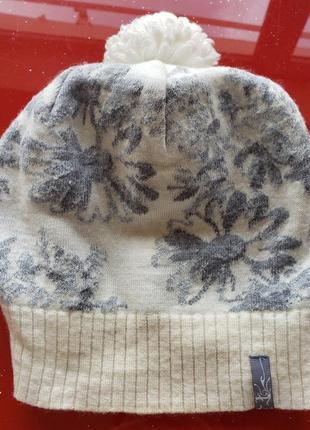 Termit женская теплая зимняя шапка шерстяная бело-серая