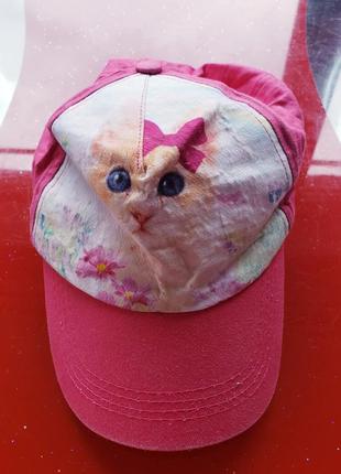 Кепка бейсболка девочке с котенком розовая 3-4-5-6л