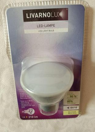 LED лампочка GU10, 3W Livarno Lux однотонна біла
