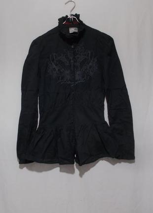Блуза с баской черная с вышивкой 'desigual' 44-46р