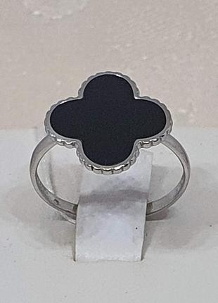 Серебряное кольцо Клевер с эмалью. Артикул 300423А 17