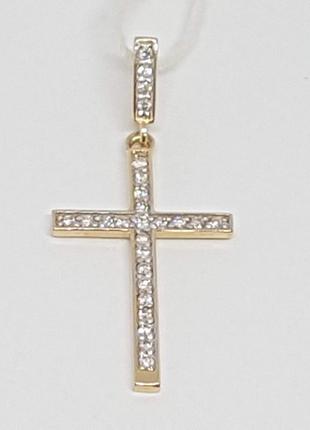 Золотой крестик с бриллиантами. Артикул 3411
