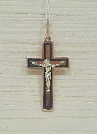 Золотой крестик Распятие Христа с эмалью. 173-МЭ
