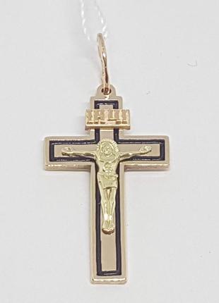 Золотой крестик Распятие Христа с эмалью. 173-МЭИН