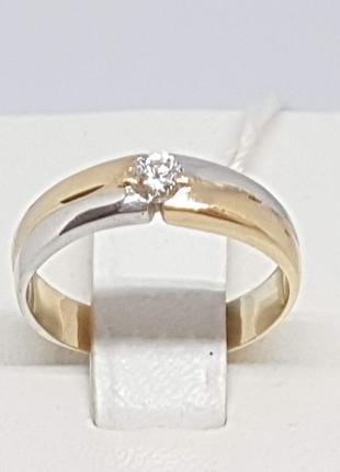 Золотое кольцо с бриллиантом. Артикул б10729 15,5
