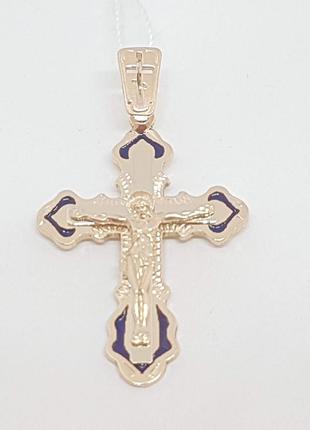 Золотой крестик с эмалью. Распятие Христа. 158