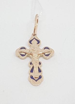 Золотой крестик с эмалью. Распятие Христа. 169