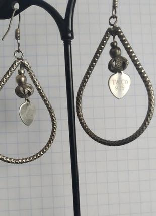 Tiffany &amp; co 925 серебряные винтажные серьги стерлинговое ...