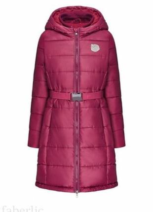 Утепленное стеганое пальто для девочки, цвет малиновый 98 р