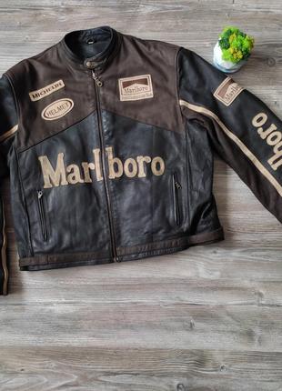 Кожаная винтажная гоночная куртка marlboro racing