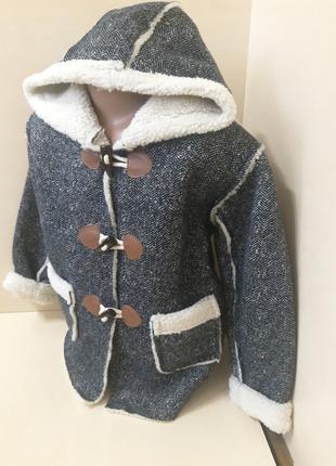 Демисезонное Пальто толстовка куртка мех для мальчика капюшон ...
