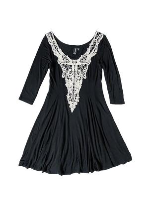 Красивое черное платье с роскошным кружевом izabel london, m
