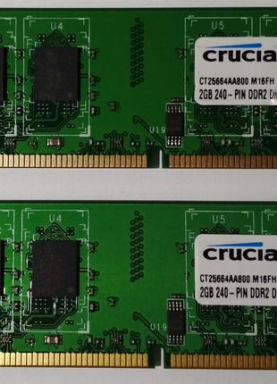 Комплект на 4 GB (2x2GB) DDR2 RAM PC2 6400U 800 Crucial (Intel...