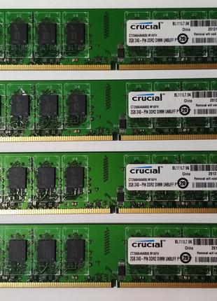 8GB 4x2GB DDR2 800MHz PC2 6400U Crucial 2Rx8 RAM Оперативная п...