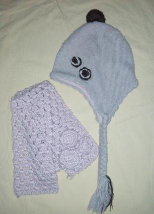Зимняя шапка и шарфик h&m на девочку 4-6 лет