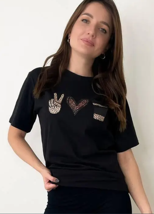 Женская футболка с накатом кофе котон 2 цвета rin4962-073/8sуве