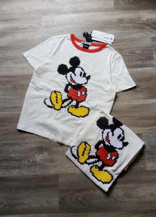 Футболка mickey mouse  вишивка  zara розмір s m оригінал