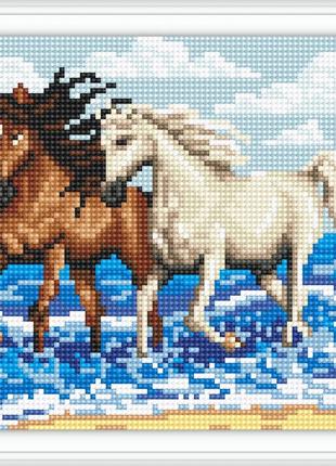 Алмазная вышивка Влюбленная пара лошадей лошади,упряжка,волна ...