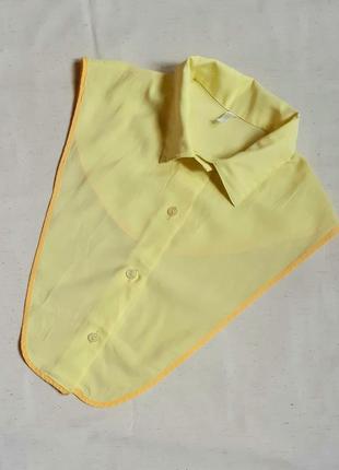 Манишка-рубашка жёлтая с острым воротником