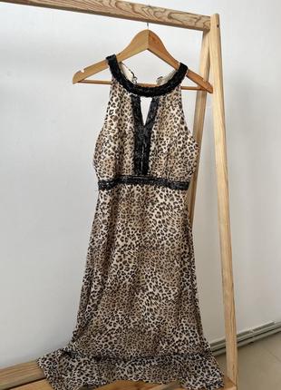 Леопардовое платье длинное вечернее платье в трендовый леопард...
