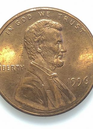 #698 США 1 цент 1996 Лінкольн Цент (Без мітки монетного двору)