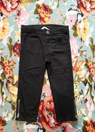 Черные,джинсовые бриджи,велосипедки для девочки 8-9 лет-h&amp;m