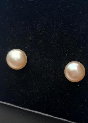 Срібні сережки з рожевими перлами, 925 проба 101/2