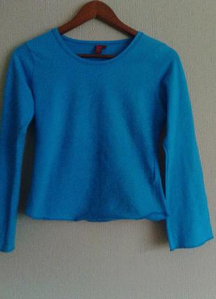Французька блакитна кофта блуза футболка з коротким рукавом лонгс