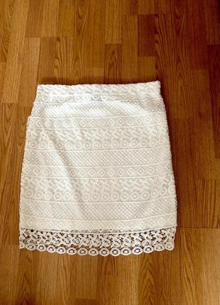 Красивейшая белая кружевная юбка р-р xl 50+- размер наш