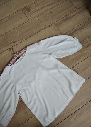 Невагома біла блуза з модалу та бавовни від massimo dutti