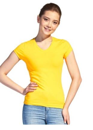 Женская футболка V-образным вырезом Sancakli желтый