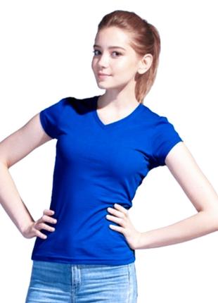 Женская футболка V-образным вырезом Sancakli синяя